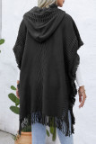 Casual Tassel Buttons Hooded Collar Outerwear
