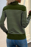 Casual Striped Contrast Turtleneck Tops
