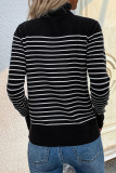 Casual Striped Contrast Turtleneck Tops