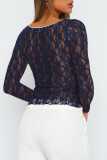 Sexy Sweet Solid Lace U Neck Tops