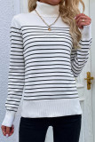 Casual Striped Contrast Turtleneck Tops