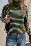 Casual Striped Contrast Turtleneck Tops