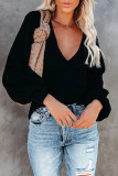 Casual Solid Patchwork V Neck Tops