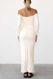 Sexy Elegant Solid Off the Shoulder One Step Skirt Dresses