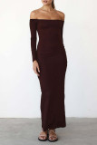 Sexy Elegant Solid Off the Shoulder One Step Skirt Dresses