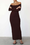 Sexy Elegant Solid Off the Shoulder One Step Skirt Dresses