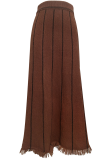 British Style Elegant Striped Tassel Patchwork High Waist Type A Patchwork Bottoms