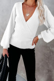 Casual Solid Patchwork V Neck Tops