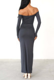 Sexy Elegant Solid Off the Shoulder One Step Skirt Dresses