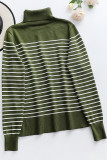 Casual Striped Contrast Turtleneck Tops