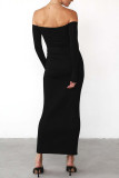 Sexy Elegant Solid Off the Shoulder One Step Skirt Dresses