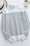 Casual Striped Contrast Turtleneck Tops