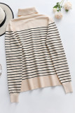 Casual Striped Contrast Turtleneck Tops
