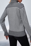 Casual Striped Contrast Turtleneck Tops