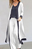 Casual Solid Patchwork Cardigan Collar Long Sleeve Three Pieces
