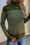 Casual Striped Contrast Turtleneck Tops