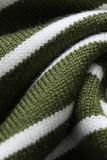 Casual Striped Contrast Turtleneck Tops