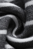 Casual Striped Contrast Turtleneck Tops