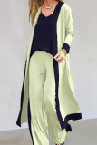 Casual Solid Patchwork Cardigan Collar Long Sleeve Three Pieces