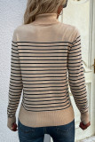 Casual Striped Contrast Turtleneck Tops