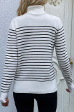 Casual Striped Contrast Turtleneck Tops