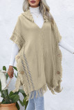 Casual Tassel Buttons Hooded Collar Outerwear