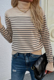 Casual Striped Contrast Turtleneck Tops