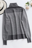 Casual Striped Contrast Turtleneck Tops