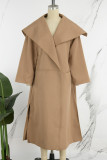 Elegant Solid Turndown Collar Outerwear