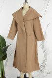 Elegant Solid Turndown Collar Outerwear