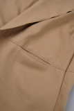 Elegant Solid Turndown Collar Outerwear