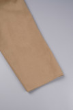 Elegant Solid Turndown Collar Outerwear