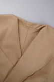 Elegant Solid Turndown Collar Outerwear