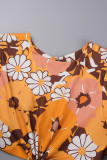 Sexy Floral Hollowed Out O Neck Printed Dress Dresses