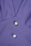 Elegant Simplicity Solid Buttons V Neck A Line Dresses