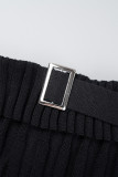 Sexy Solid Fold Zipper Turndown Collar Long Sleeve Two Pieces