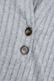 Casual Solid Buttons V Neck Tops