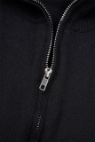 Sexy Solid Fold Zipper Turndown Collar Long Sleeve Two Pieces