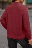 Solid Zipper Turndown Collar Tops