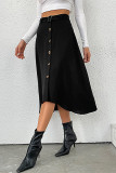 Elegant Solid Buttons Asymmetrical Loose High Waist Type A Solid Color Bottoms