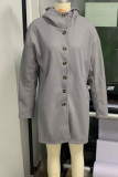 Elegant Solid Pocket Solid Color POLO collar Outerwear