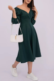 Celebrities Elegant Solid V Neck Princess Dresses