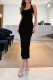 Sexy Solid Backless High Opening U Neck Wrapped Skirt Dresses