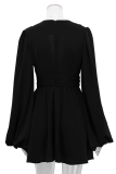 Sexy Solid Fold V Neck A Line Dresses