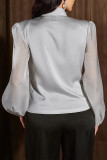 Celebrities Elegant Solid Mesh V Neck Tops