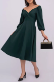 Celebrities Elegant Solid V Neck Princess Dresses