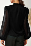 Celebrities Elegant Solid Mesh V Neck Tops