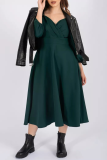Celebrities Elegant Solid V Neck Princess Dresses