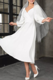 Celebrities Elegant Solid V Neck Princess Dresses