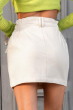 Sexy Casual Solid Buttons Straight High Waist Type A Solid Color Bottoms